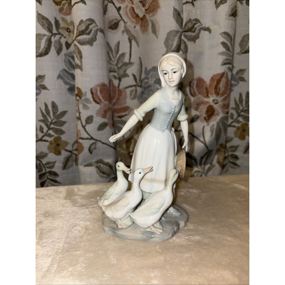 Lenwile Ardalt China Figure Woman with Three Geese Made In Japan